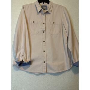 L.L. Bean Vintage Men’s Large Flannel LS Two Pocket Cotton Pink Chambray Trim